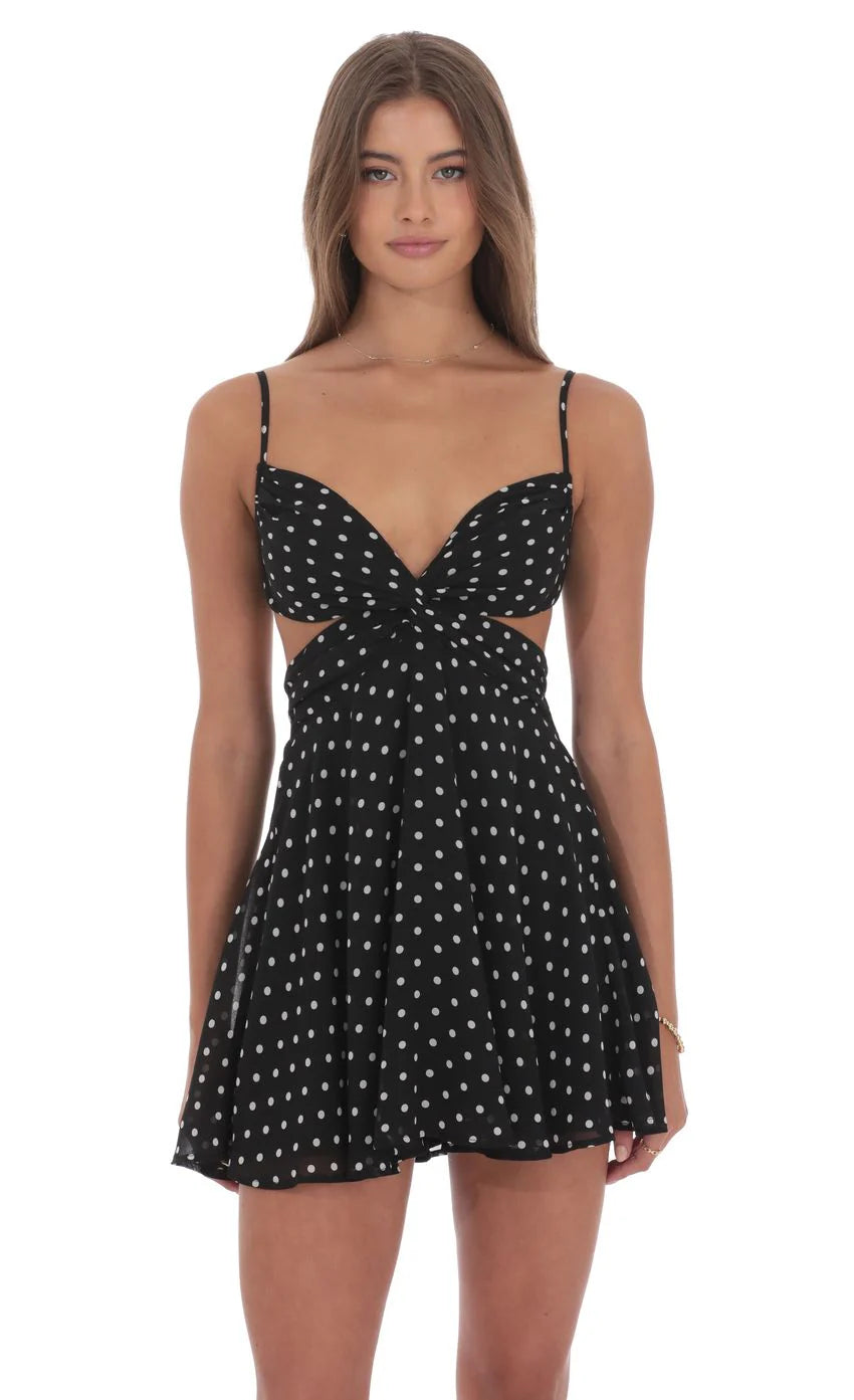 Lucy in the Sky Polka Dot Cutout Dress