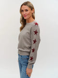 Maddy Star Sleeve Sweater in Burgundy