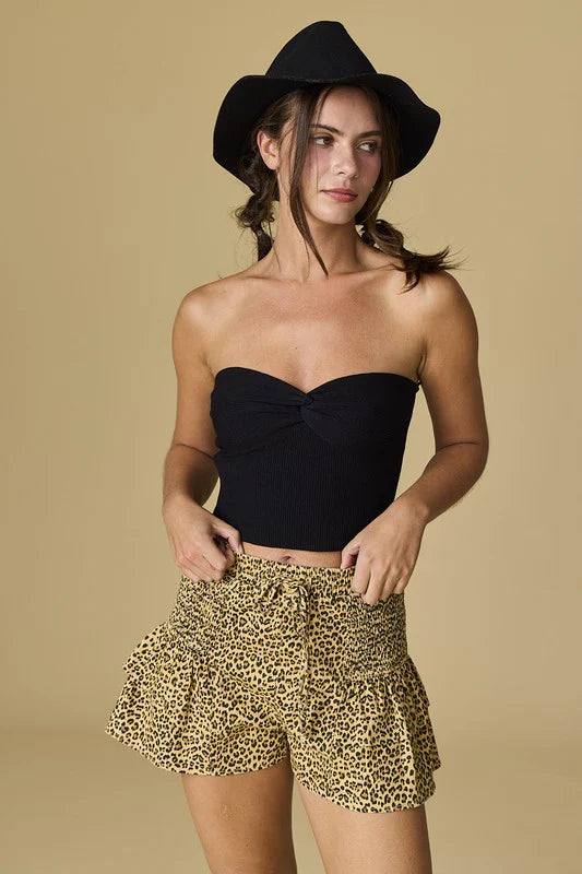 Stella Twist Front Rib Knit Bandeau Top