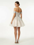 Lace White Appliques A Line Short Wedding Dress