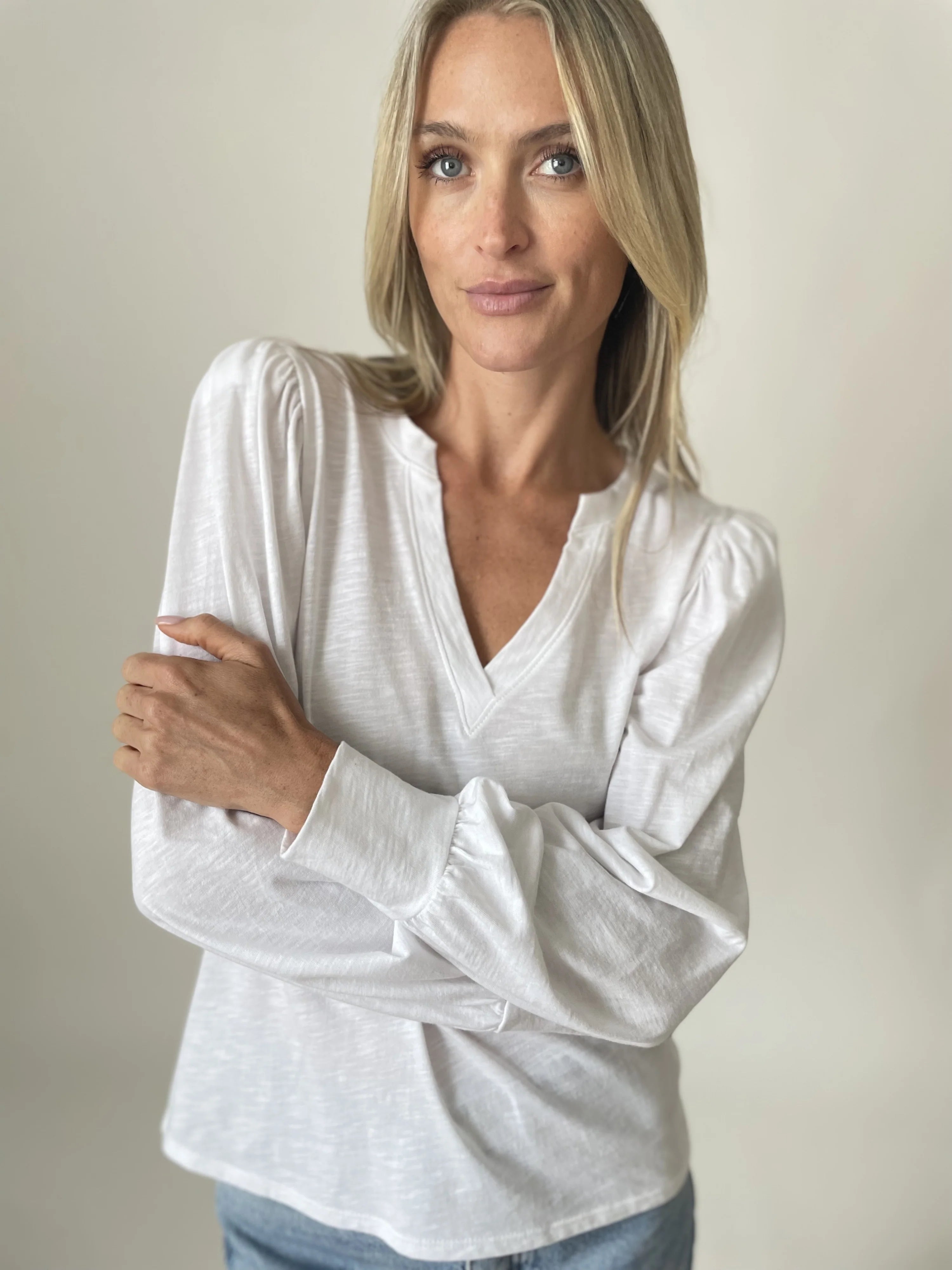 Kira Long Sleeve V Neck Top