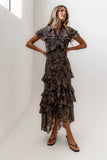 James Ruffle Maxi Dress in Grey