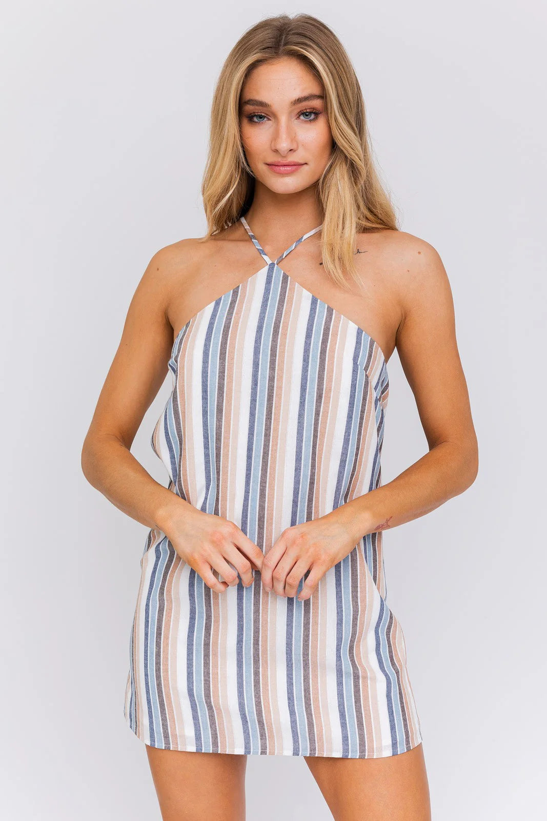 Cassidy Stripe Halter Dress