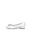 Navy Blue Flat Shoes with Crystal Flower Decoration