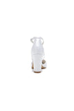 White Satin Pump with Crystal Embellished Cross Strap