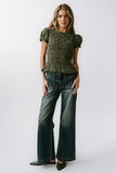 Ruth Smocked Top in Green FINAL SALE