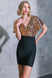 MIDNIGHT GLAM BLACK GOLD MINI DRESS