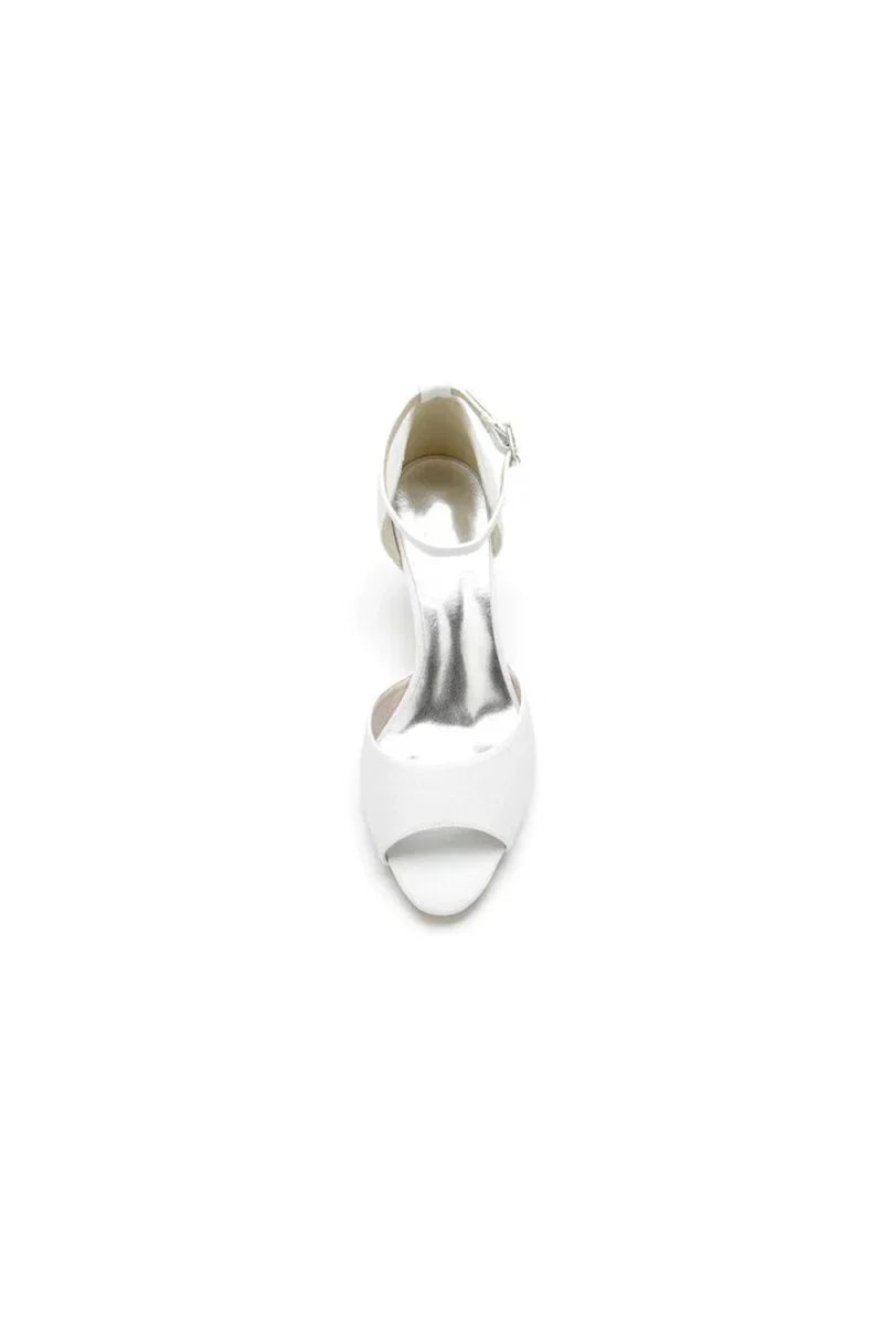 Glitter Crystal Peep Toe Chunky Heels