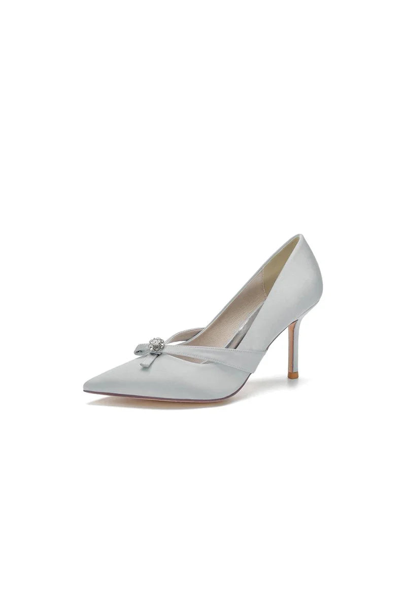 Crystal Bow Tie Pointed Toe High Heels