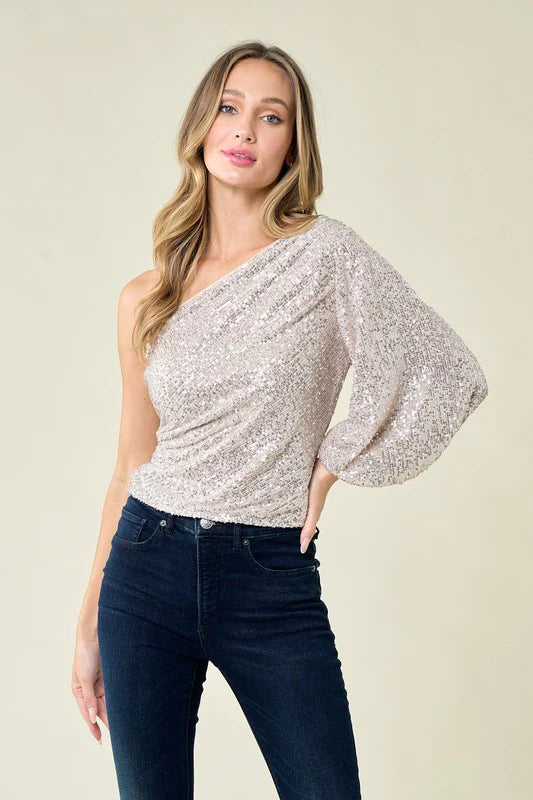 Pierson Sequin One Shoulder Top