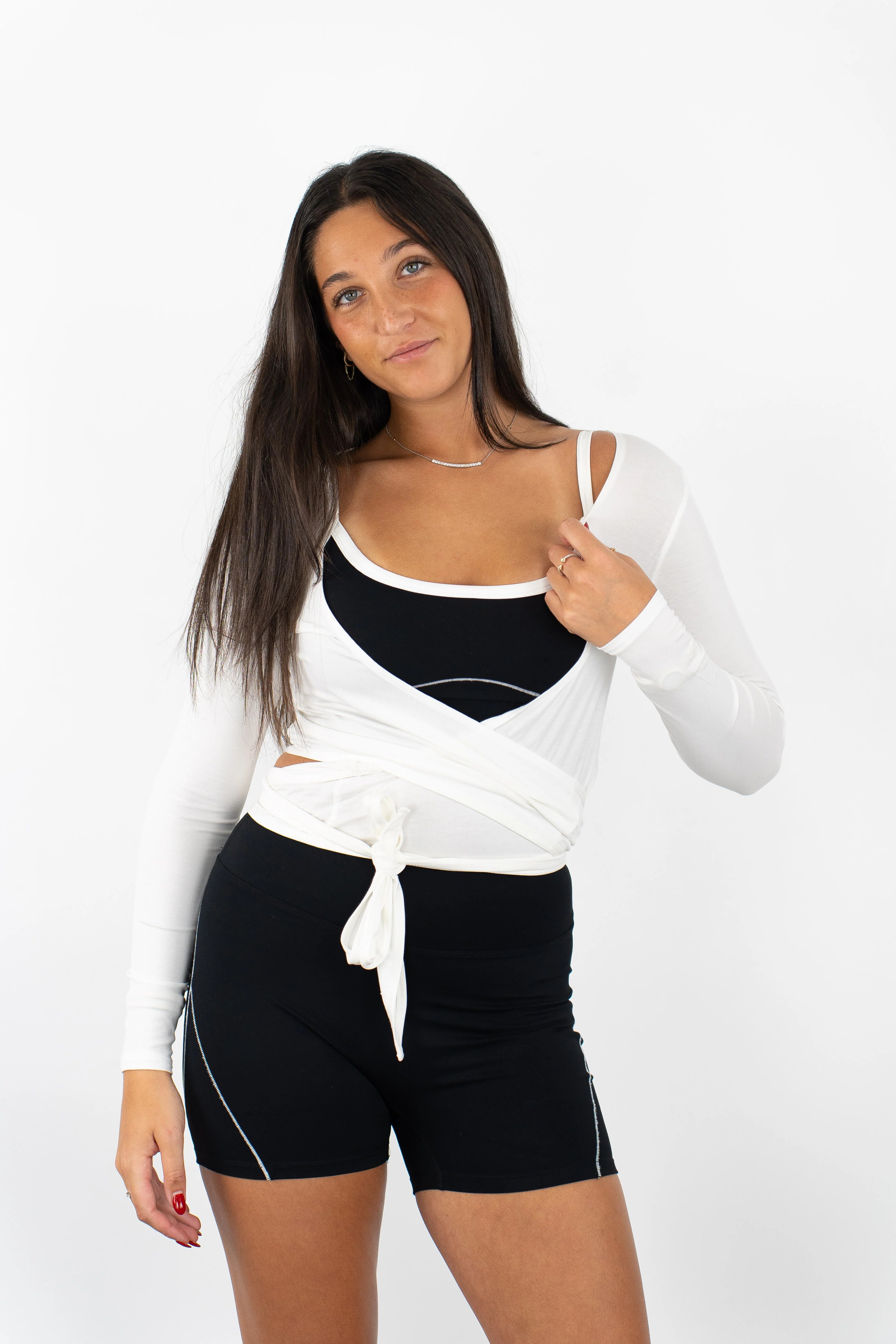 Quinn Contrast Top Black