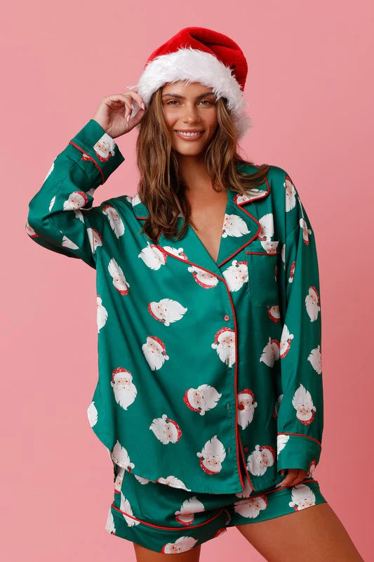 Christmas Santa Satin PJ Set