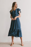Willa Ruffle Dress in Teal FINAL SALE