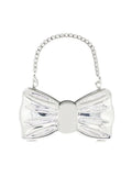 Womens Silver Bow Clutch Mini Evening Bags