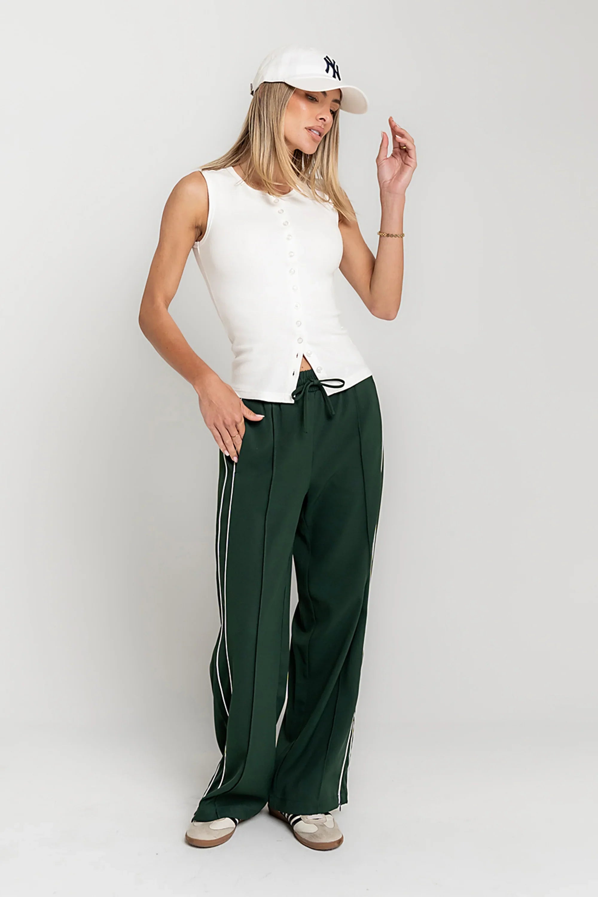 Emily Striped Wide Leg Pants in Green