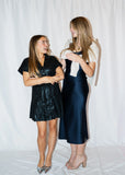 Camilla Silk Midi Dress in Navy