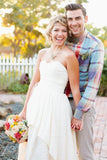 Sweetheart High Low Chiffon Wedding Dress With Tiers And Crystal Detailing