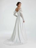 Mermaid Off the Shoulder Satin Lace Wedding Dress