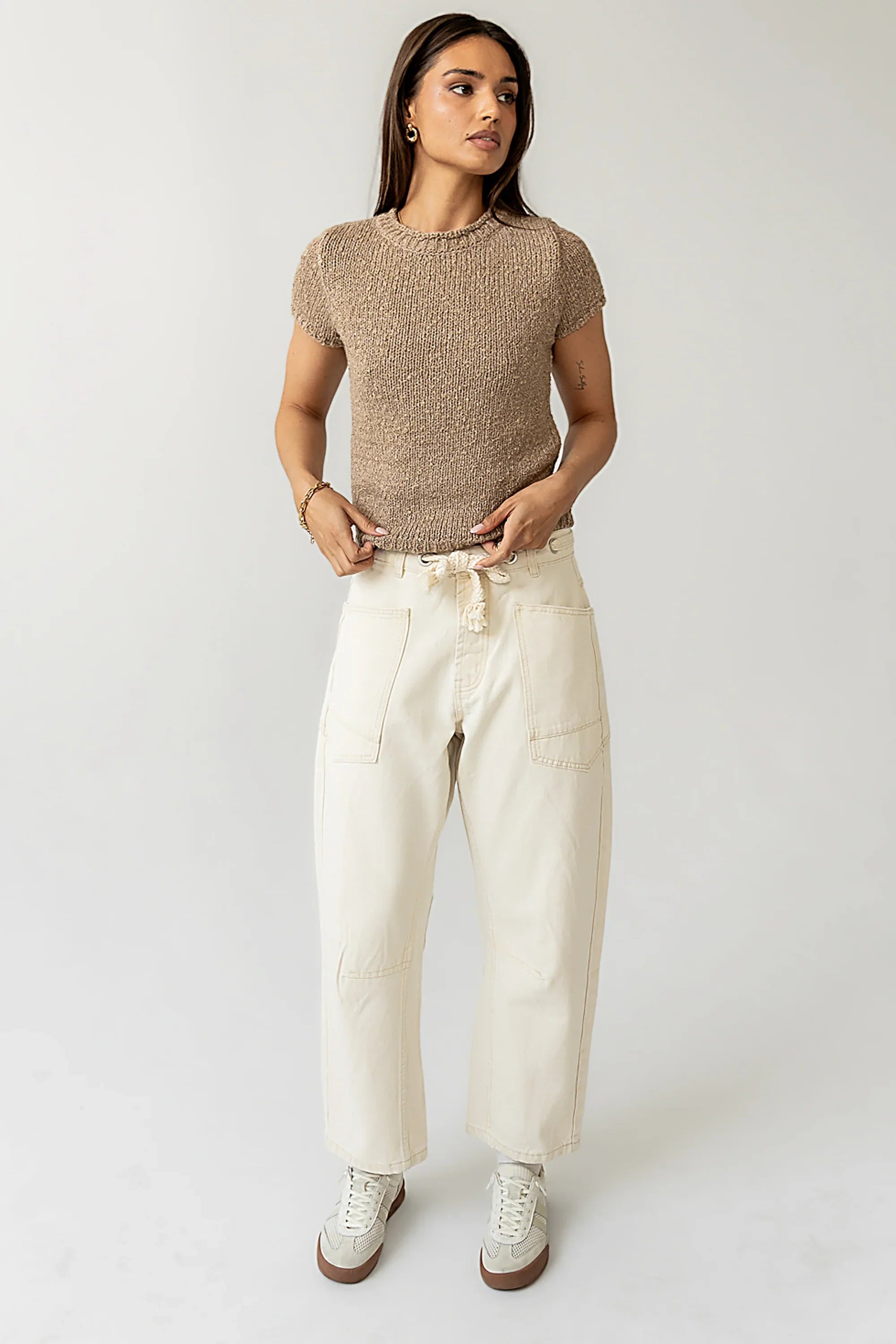 Jocelyn Barrel Jeans in Cream FINAL SALE