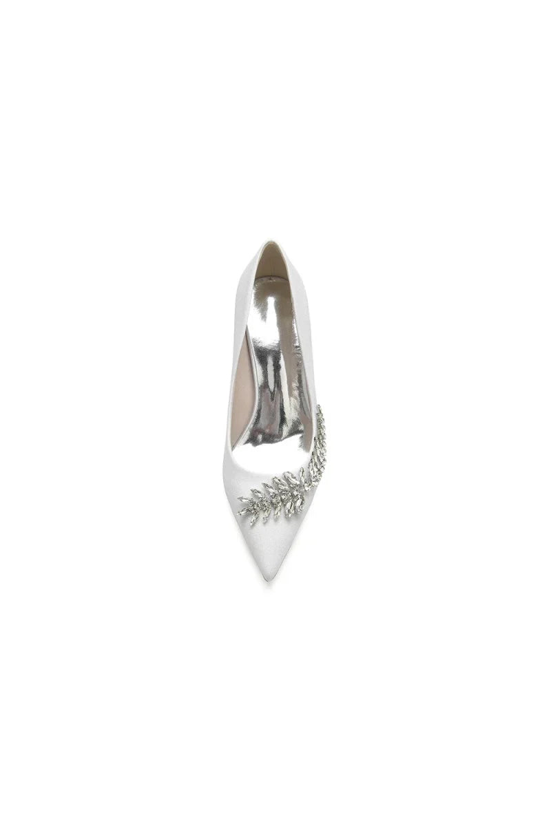 Glitter Pointed Toe Womens Wedding Shoes With Rhinestone