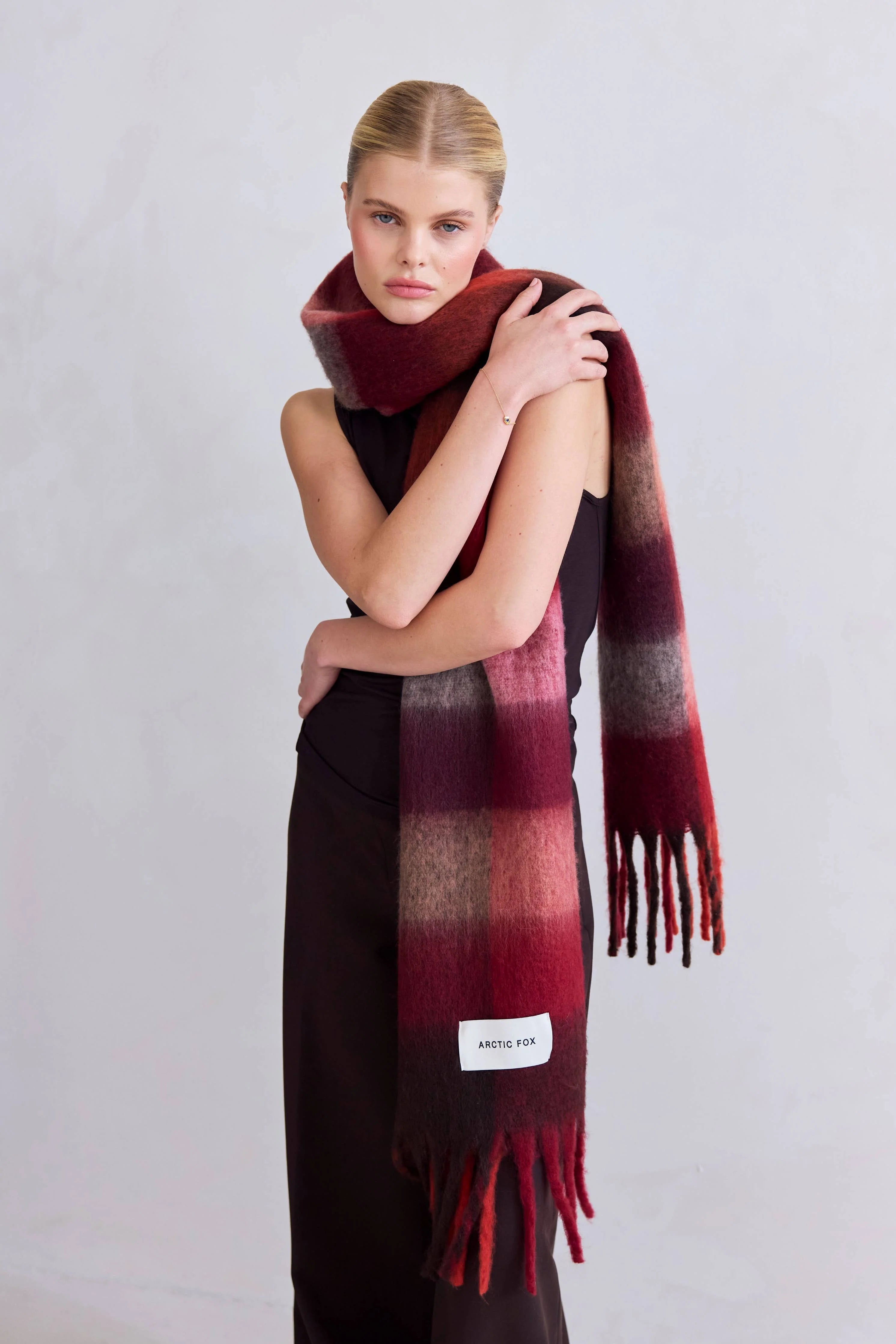 The Reykjavik Scarf Burgundy check