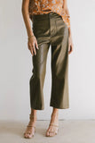 Sadie Wide Leg Pants in Olive Leather FINAL SALE