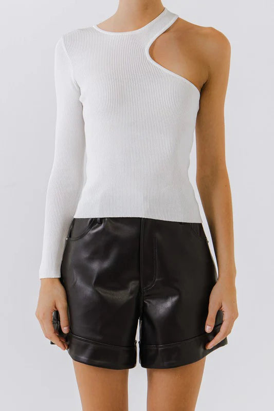 Rhea One Shoulder Ribbed Top