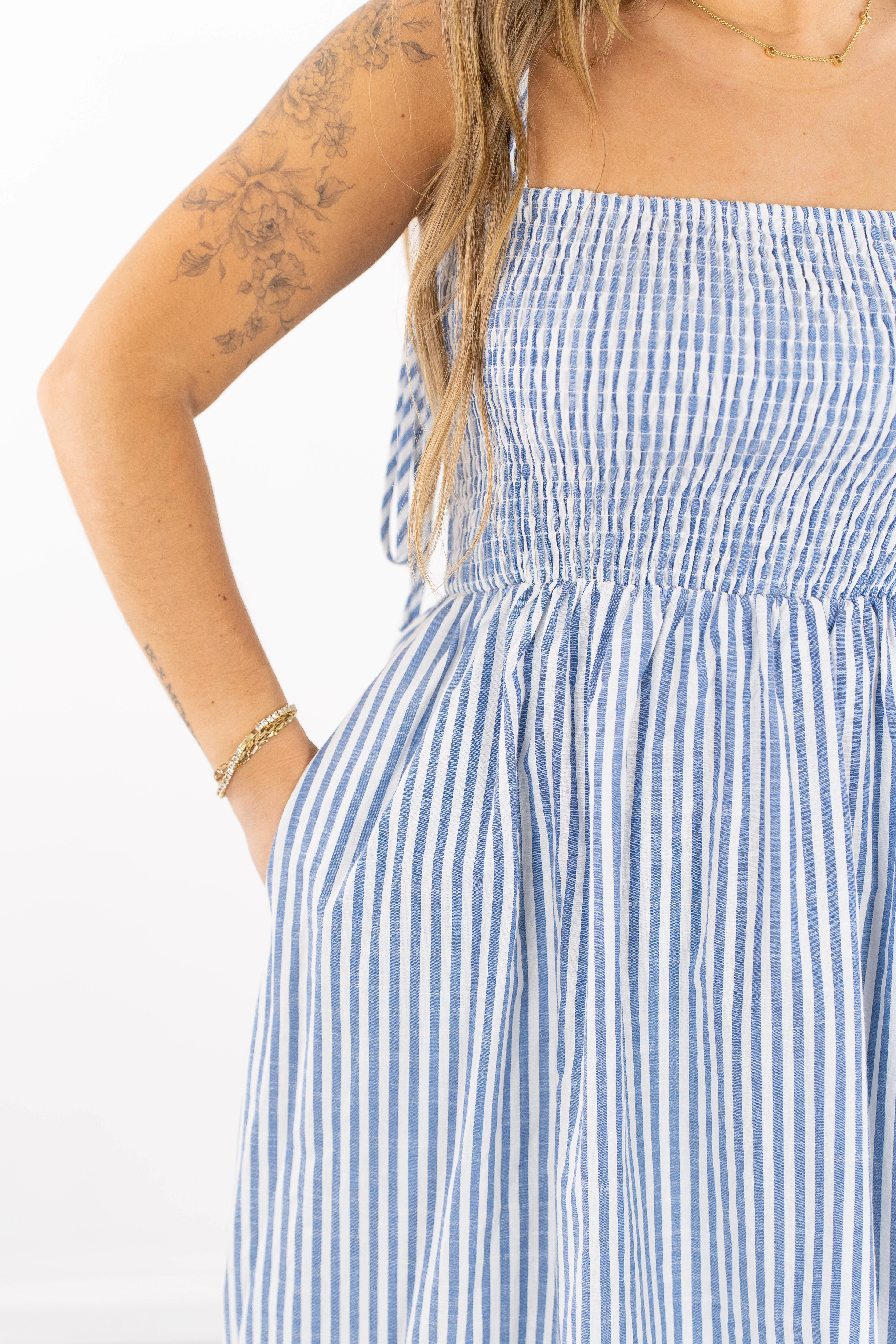 Ebony Striped Poplin Dress