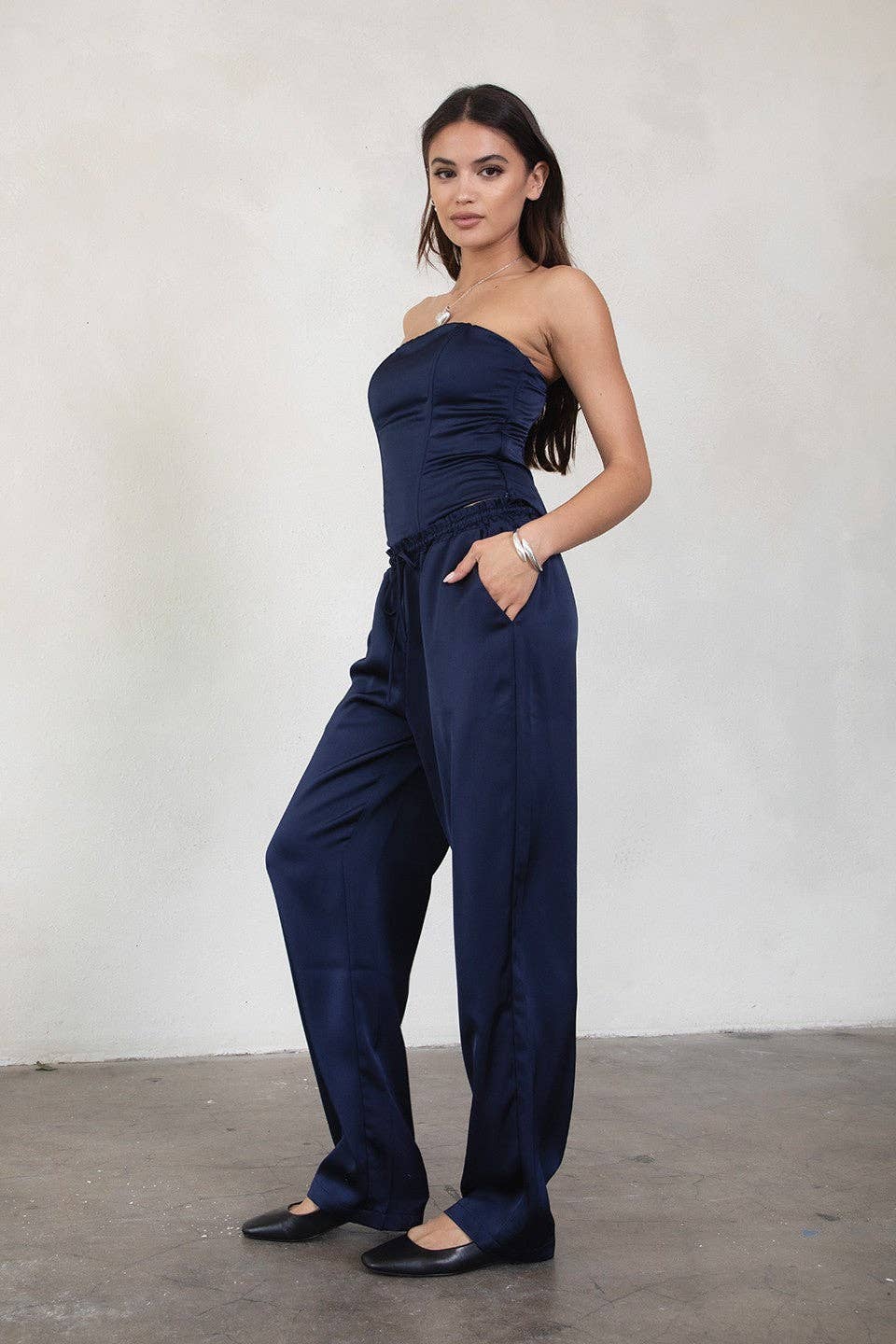 Julyana Stretch Satin Pants Set