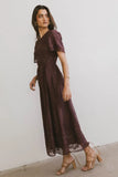 Alora Embroidered Dress in Maroon FINAL SALE