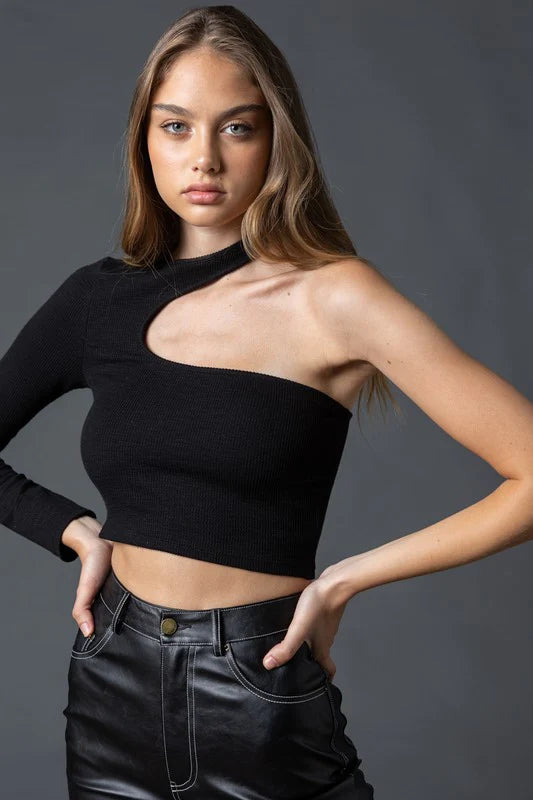 Abigail One Shoulder Top in Black