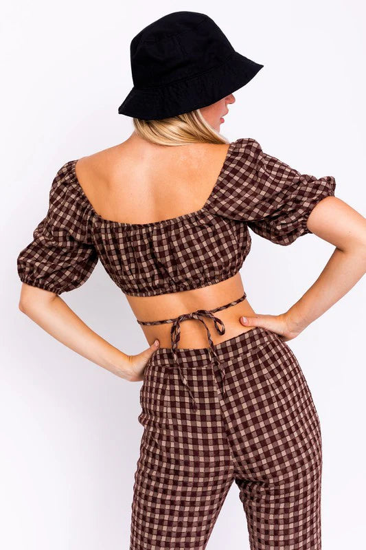 Sheila Tie Puff Sleeve Crop Top