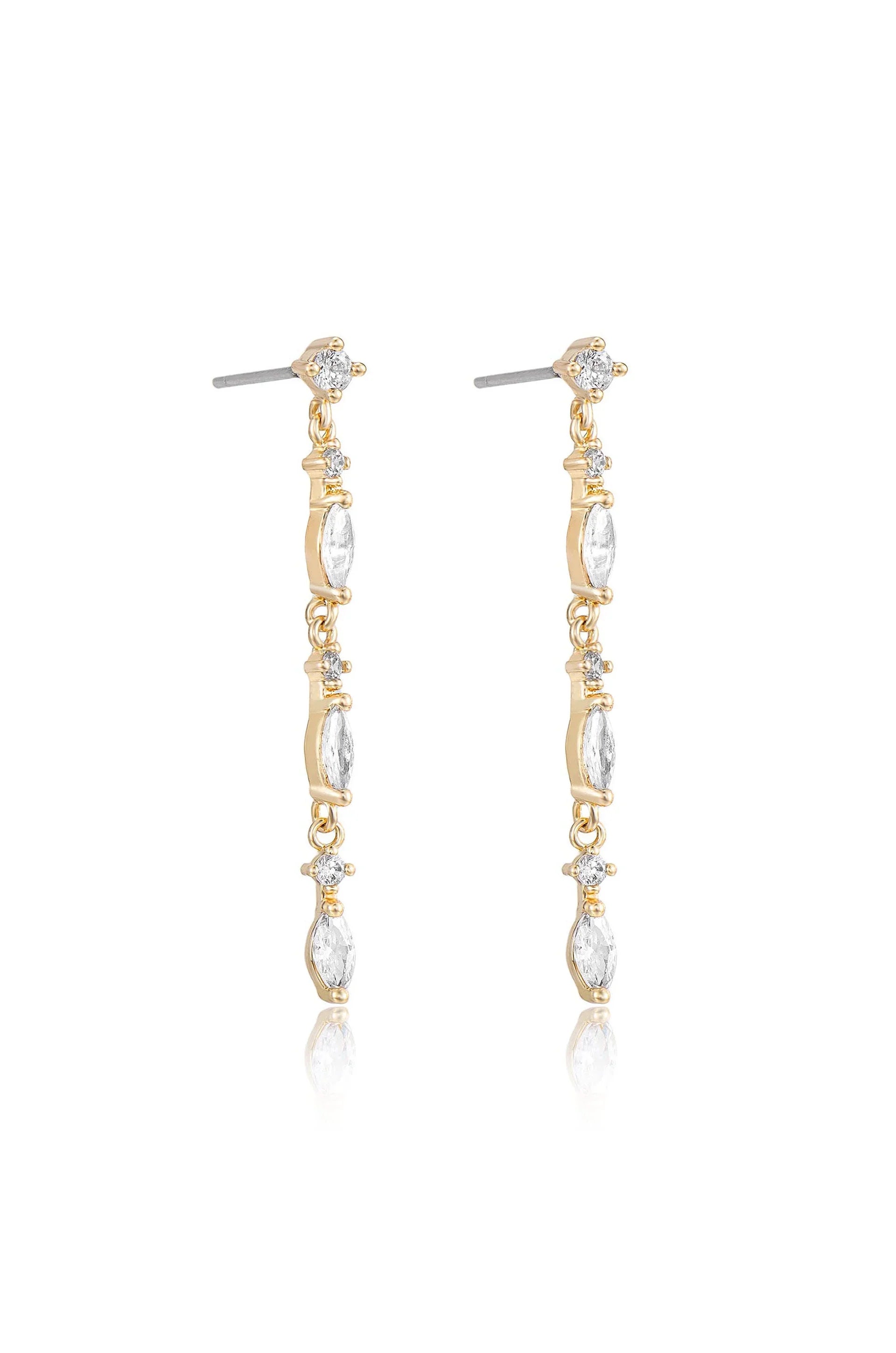 Dainty Linear Crystal Drop Earrings