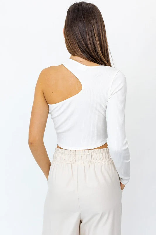 Nickie One Shoulder Top in White