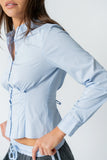 Brecken Pleated Button Up in Light Blue