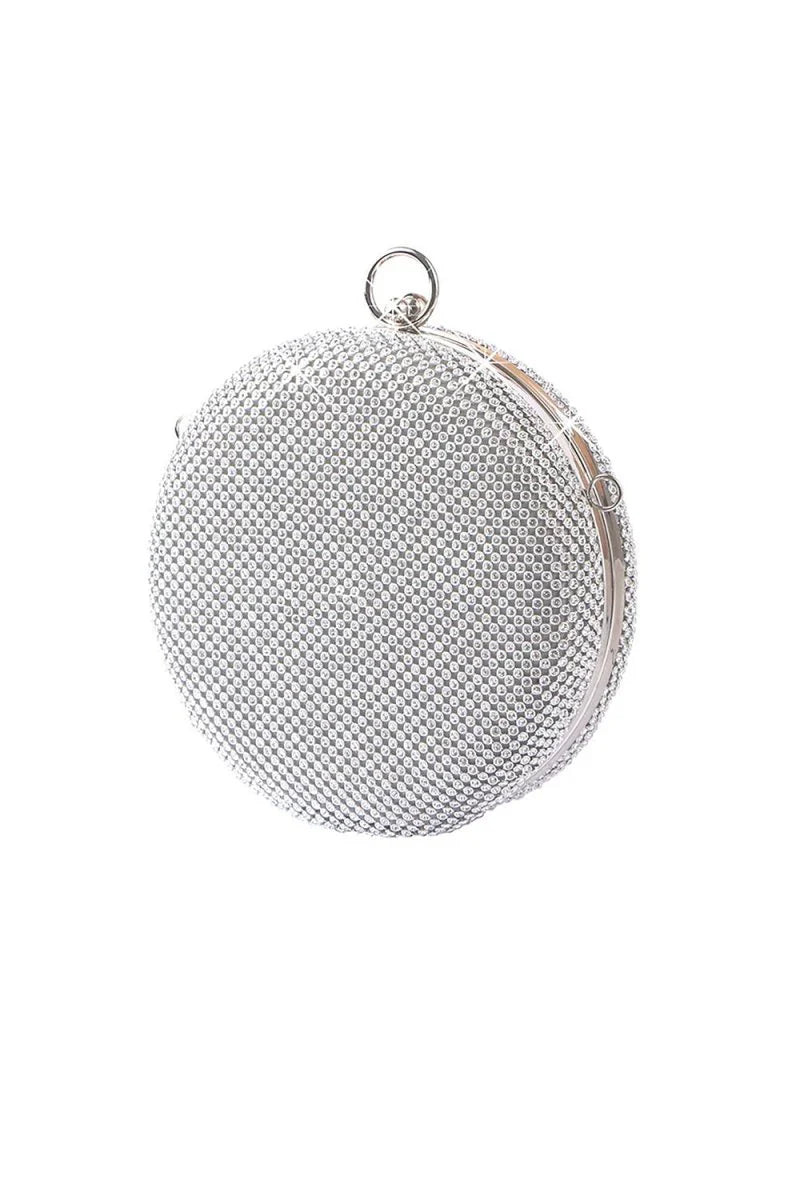 Silver Exquisite Round Party Handbag