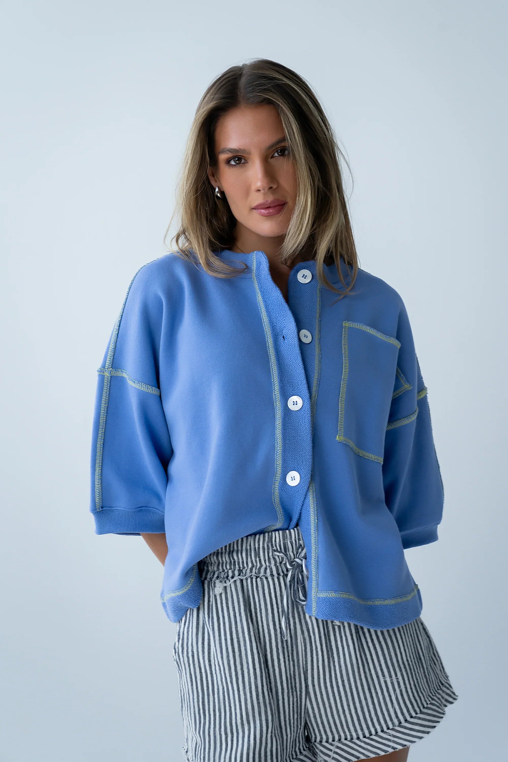 Liam Oversized Top in Blue