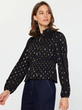 Maddy Metallic Foil Dot Peplum Top