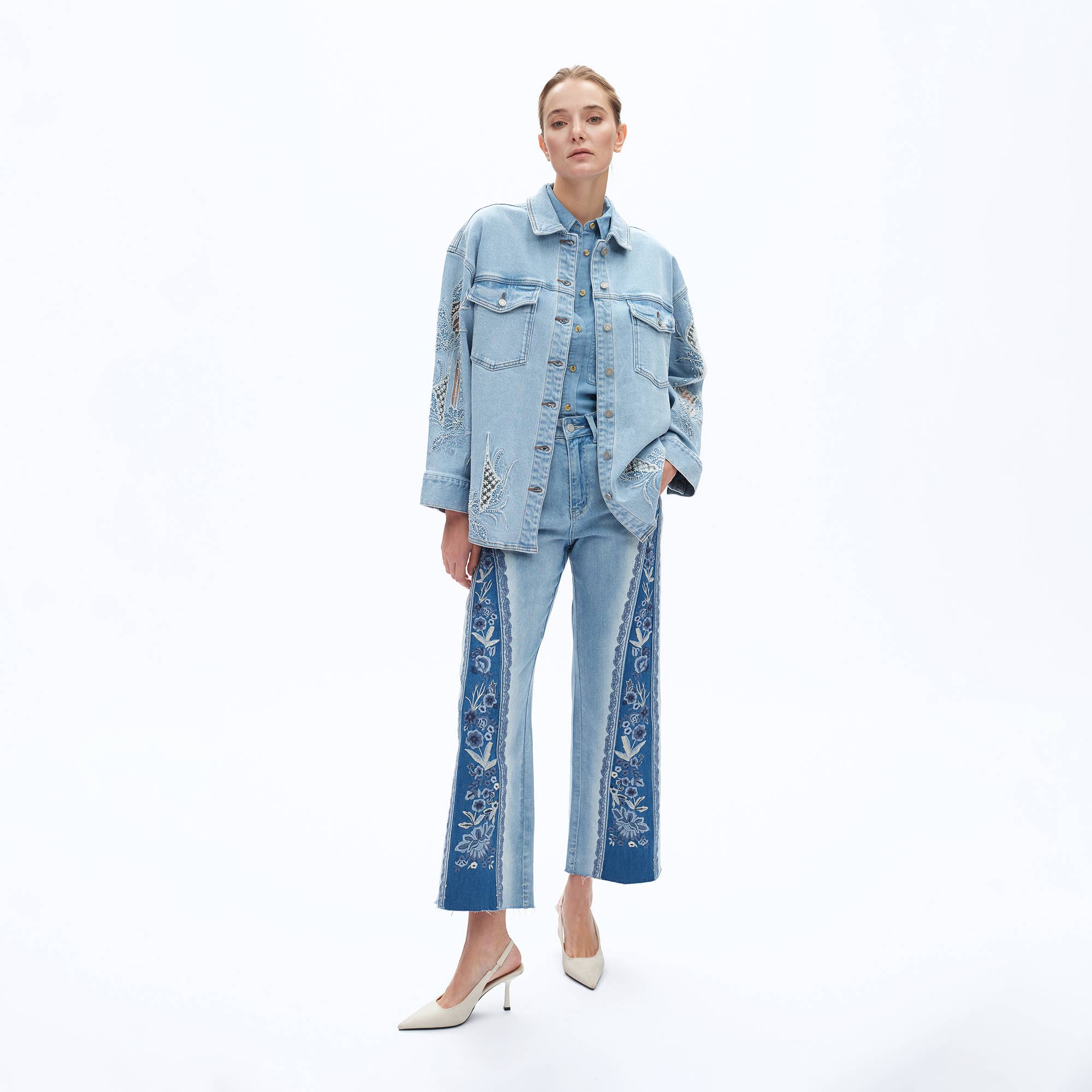 Floral Embroidery Flare Jean