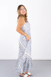 Magie Ruffle Trim Print Sleeveless Maxi Dress