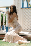 Freida Polka Dot Maxi Skirt in Taupe