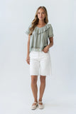 Lilian Lace Trim Top in Sage