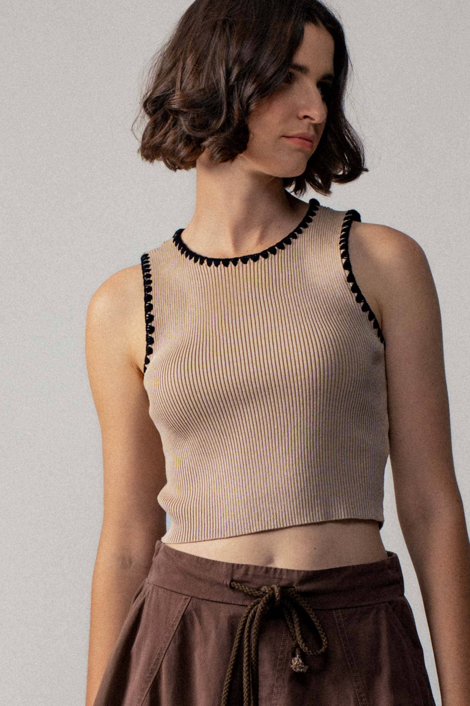 Lara Scalloped Ribbed Knit Top