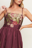 SECRET GARDEN ROMANCE BURGUNDY MAXI DRESS FINAL SALE