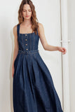 MOONLIGHT SERENADE DARK DENIM MIDI DRESS