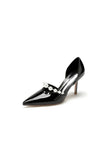 Black Elegant High Heels with Pearl Embellishment