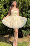 Lucia A Line Short Floral Embroidery Homecoming Dress