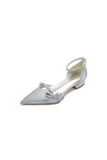 Rhinestone Pointed Toe Kitten Heels With Bow