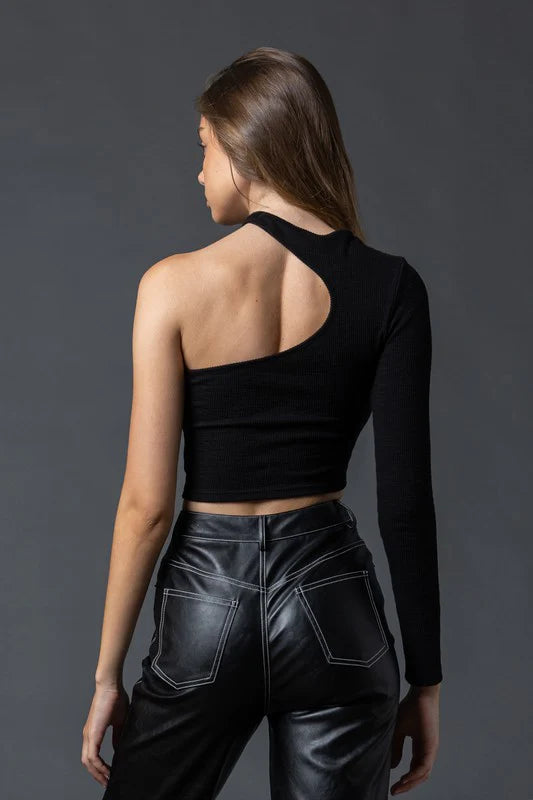 Abigail One Shoulder Top in Black