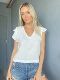 Toni Ruffle Sleeve Top in White